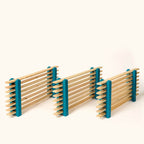 Pro 48 drying rack setup with multiple modular supports arranged for drying trim and cabinet parts.