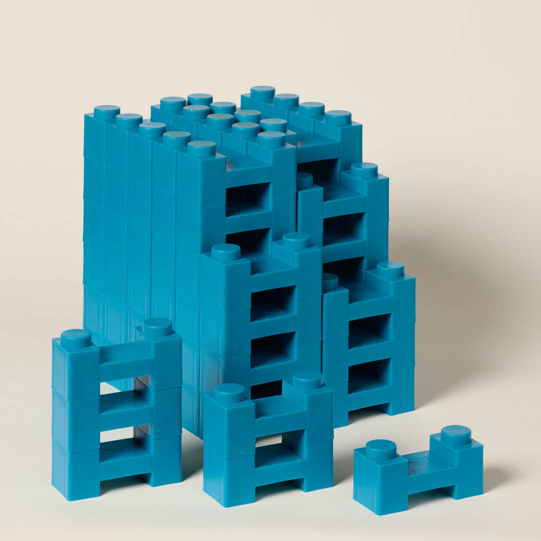 Crew 72 modular drying rack blocks stacked in bright blue color.
