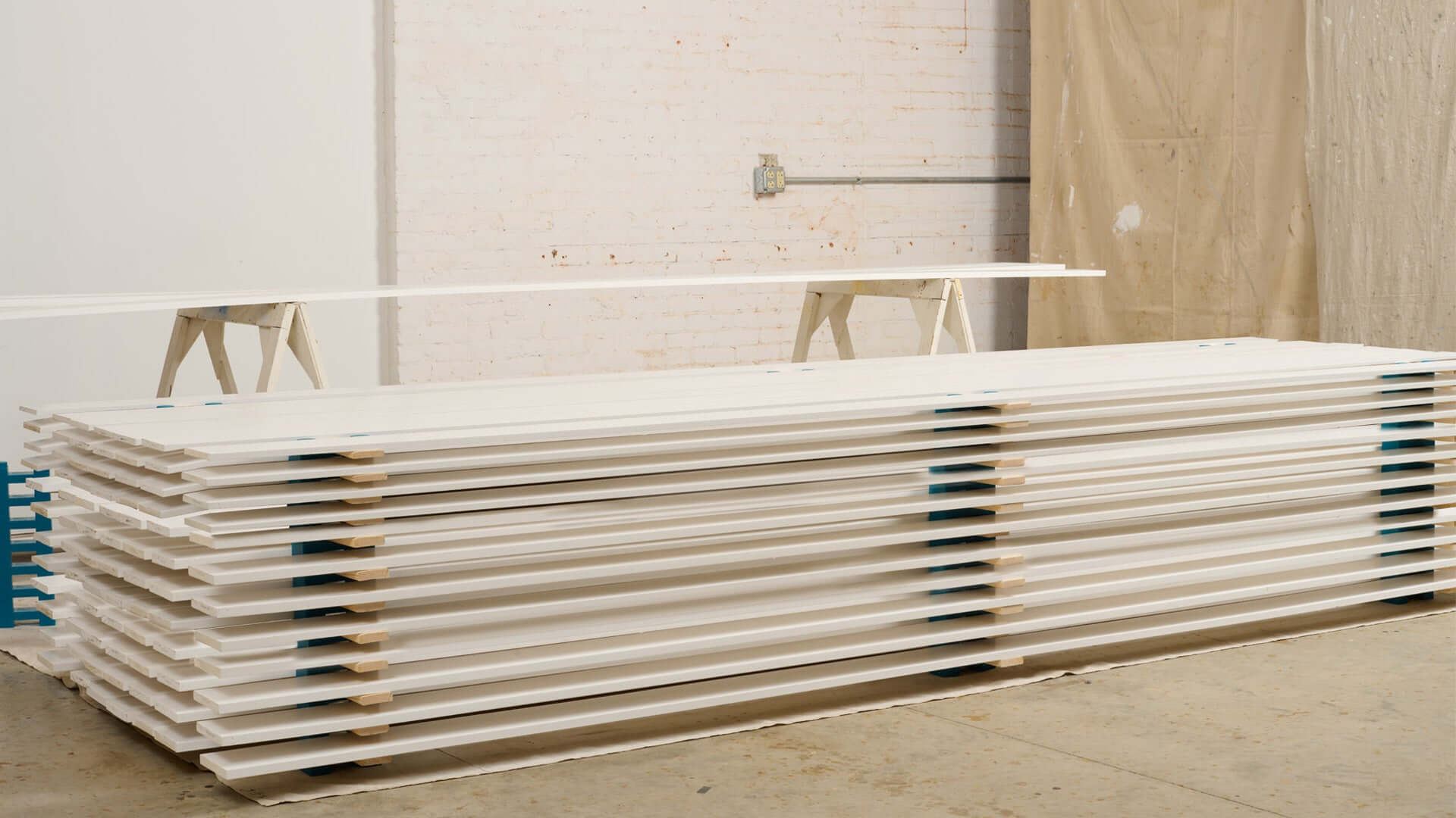 A finished stack of painted boards using 72 PaintBlox Kit.