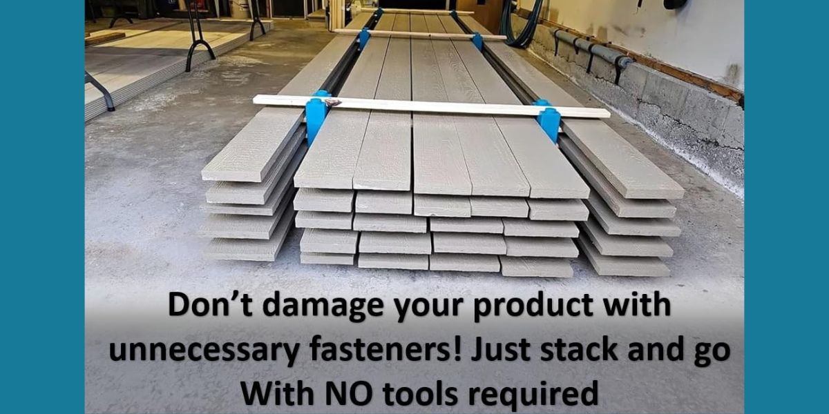 16 ft 5/4x8 trim stacked on PaintBlox Pro supports with no fasteners or tools