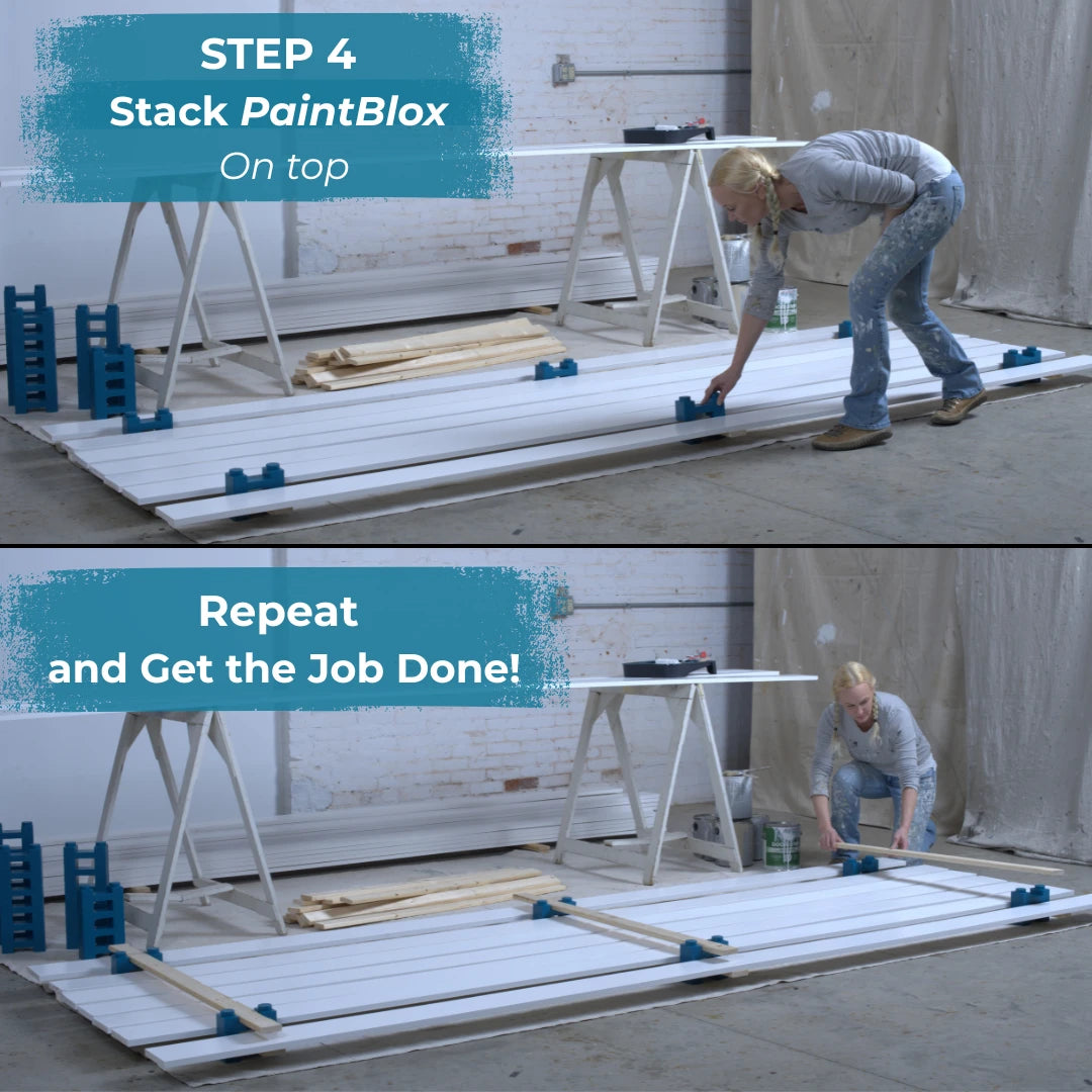 Step 4: stack PaintBlox on top, then repeat to build the drying rack as you paint.